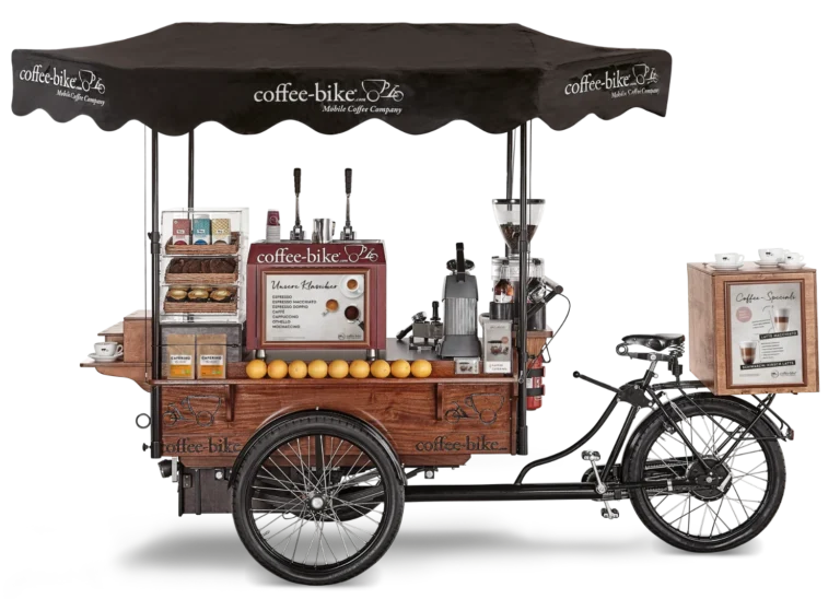 Ein nostalgische Lastenfahrrad umgebaut in eine mobile Kaffeebar